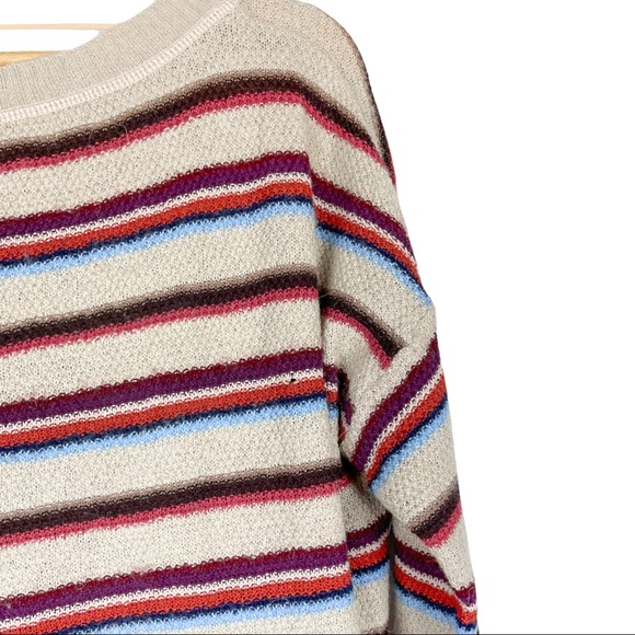 Free People Beach Roadtrip Striped Hi-Low Sweater Tan Size Small - Picture 5 of 8